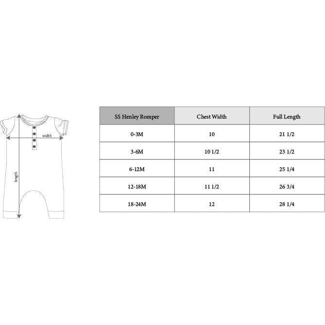 Short Sleeve Henley Romper Bugs in Toffee