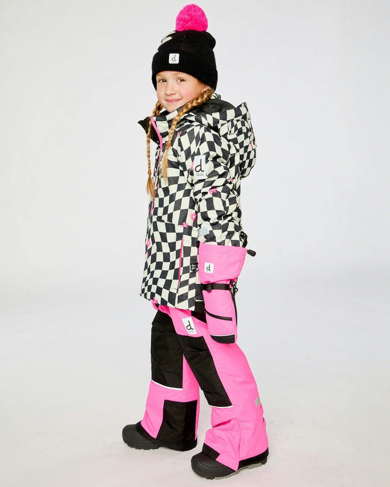 Two Piece Teknik Snowsuit Bright Pink And Checkered