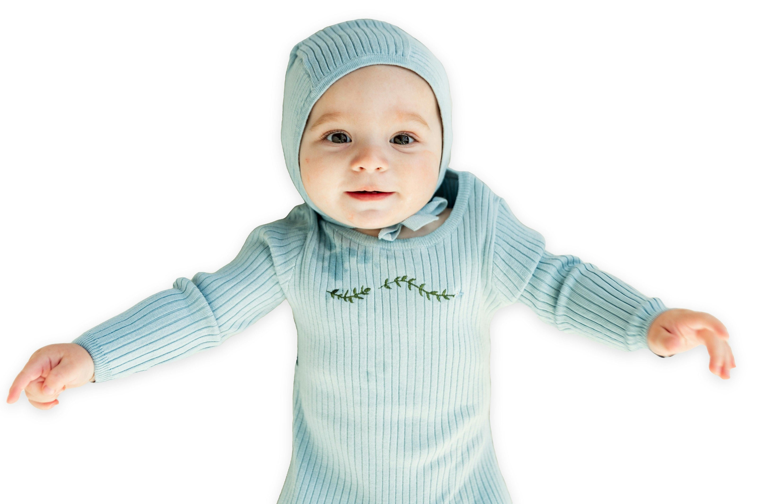 Rib Knit Stretchie and Bonnet