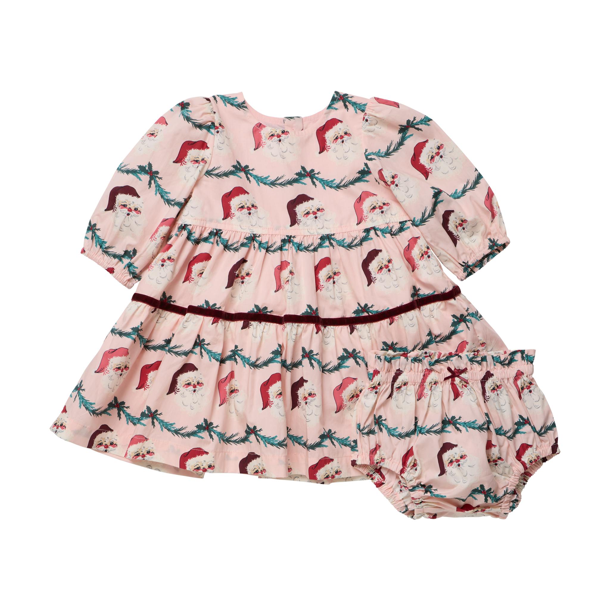 Baby Girls Maribelle Dress Set - Santa Garland