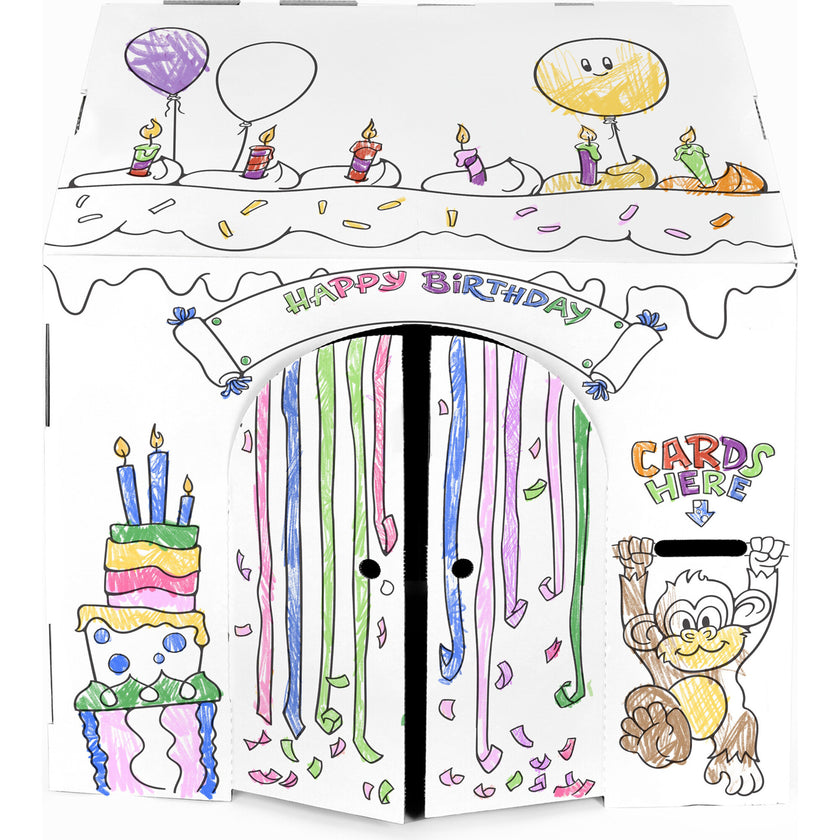 32" x 26.5" x 40.5 Decorate & Personalize Cardboard Playhouse Birthday Edition