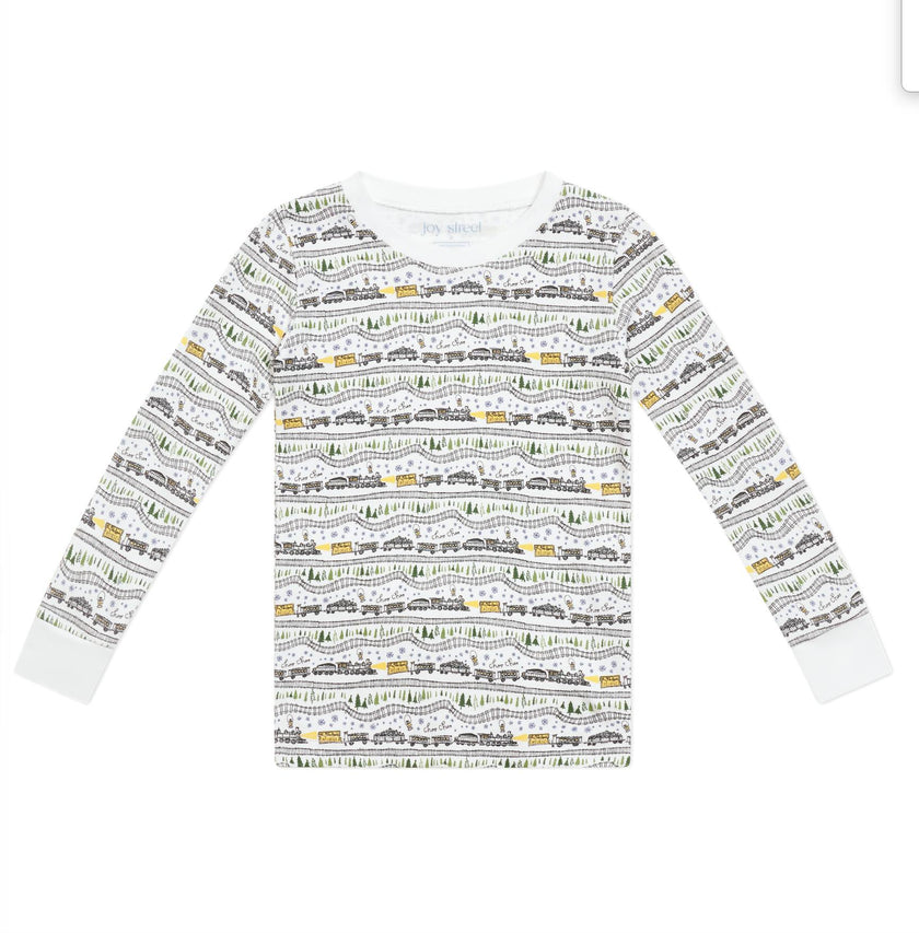 Christmas Trains Two Piece Kids Pajamas