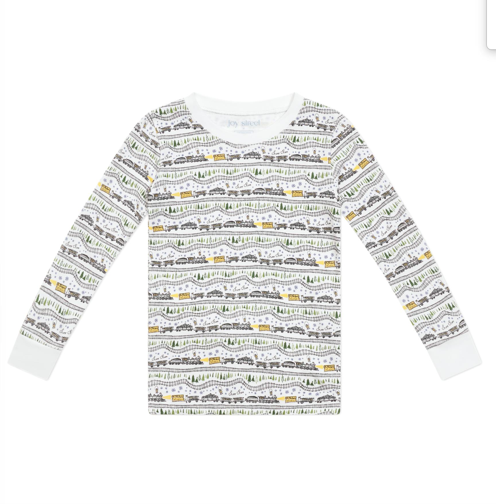 Christmas Trains Two Piece Kids Pajamas