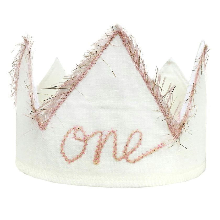 "One" Linen Crown With Eyelash Trim