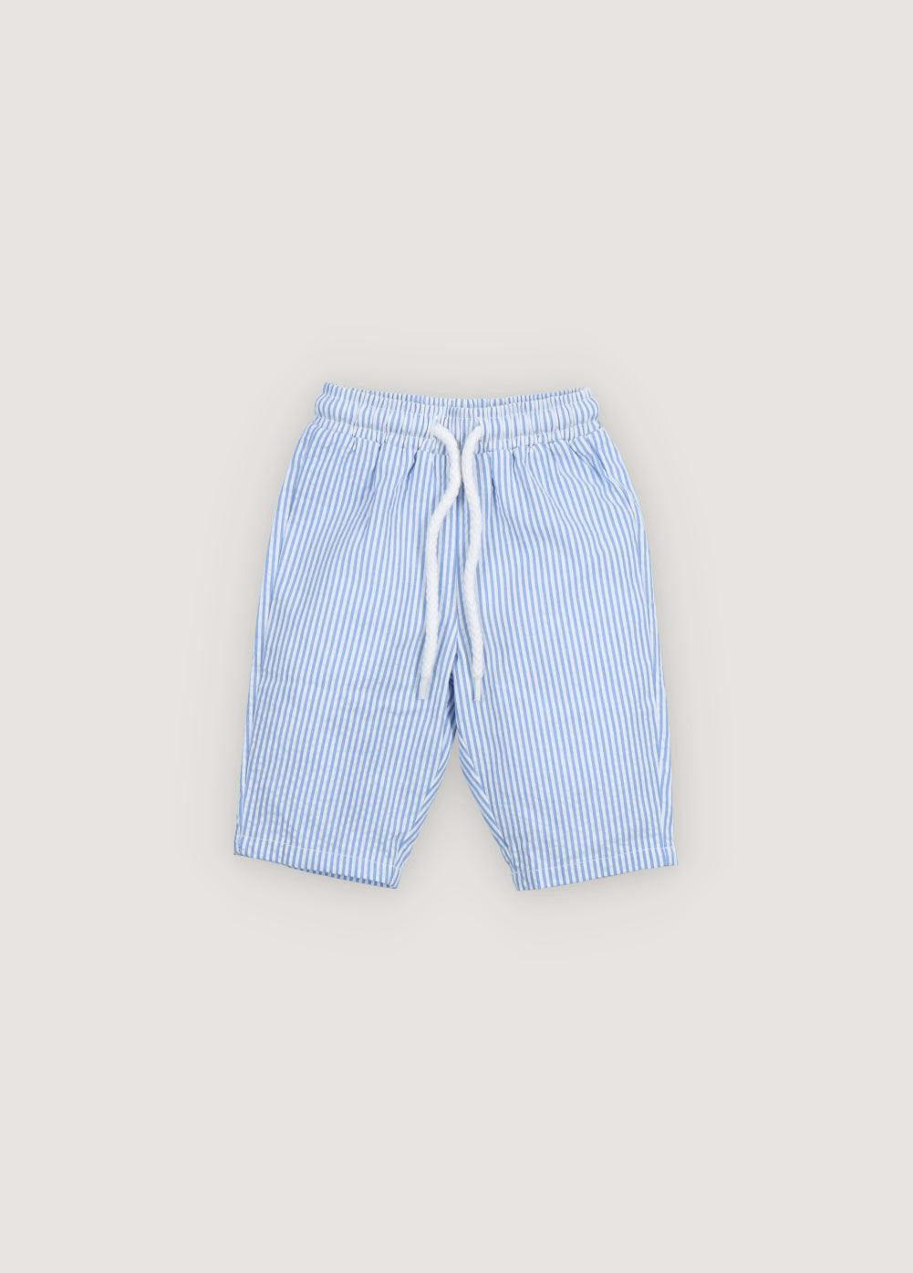 Almond Baby Pant Vista Blue Seersucker Stripes