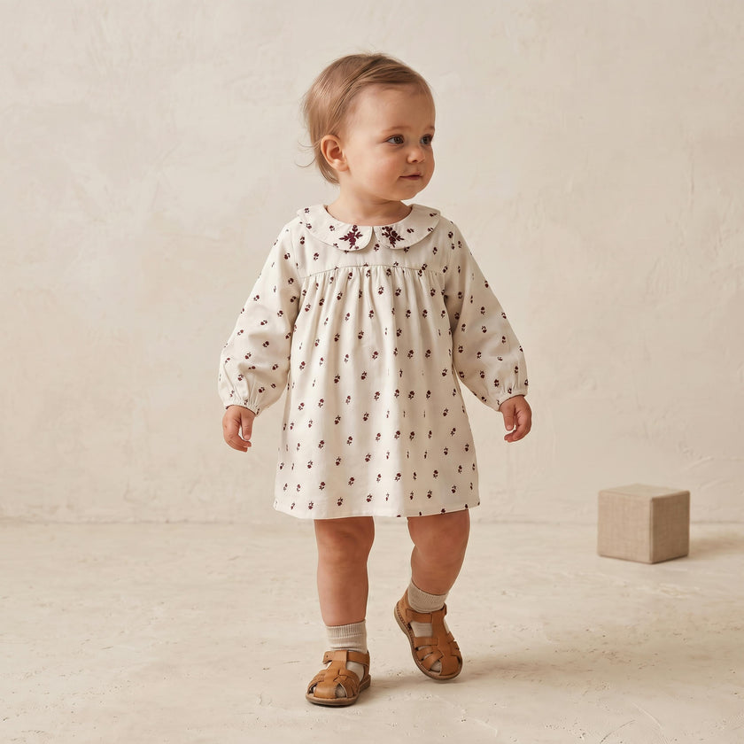 Organic Peter Pan Collar Dress - Forest Scatter
