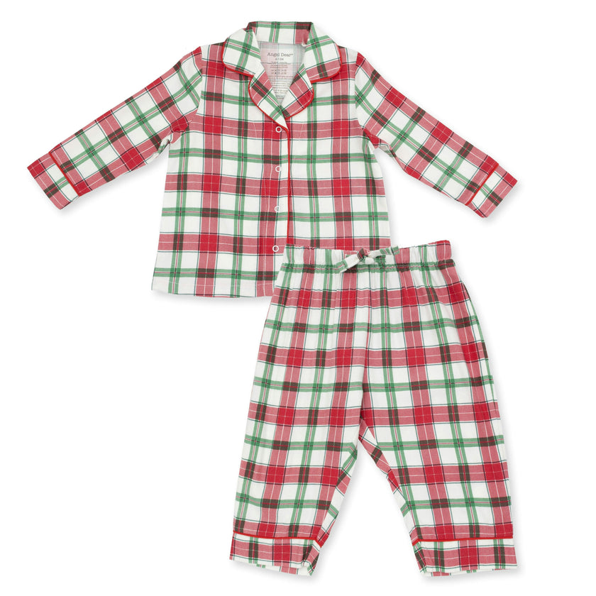Holiday Plaid - Kids Long Sleeve Coat Style with Pant
