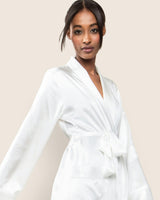 Women's Silk Long Robe in White