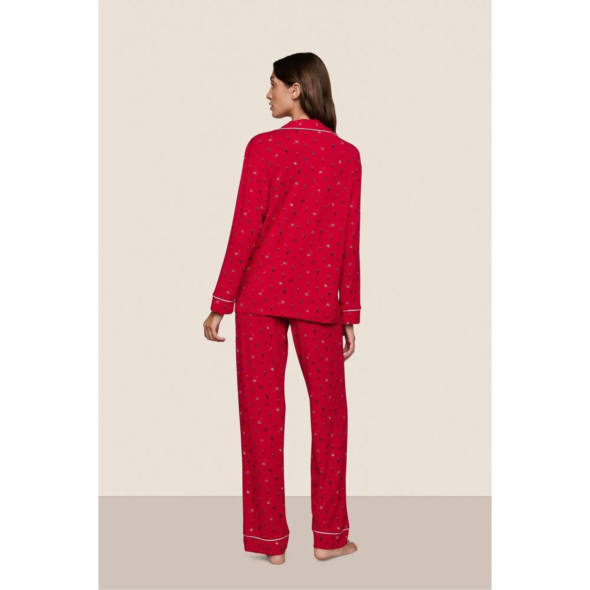 Gisele Printed TENCEL Modal Long PJ Set, Red