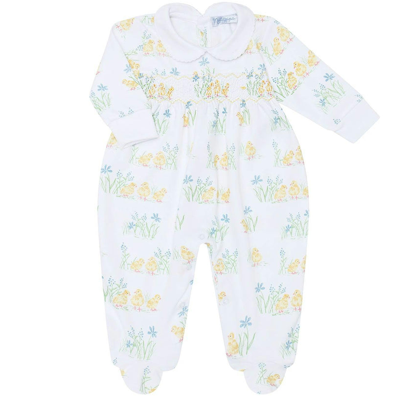 Chicks Print Smocked Footie
