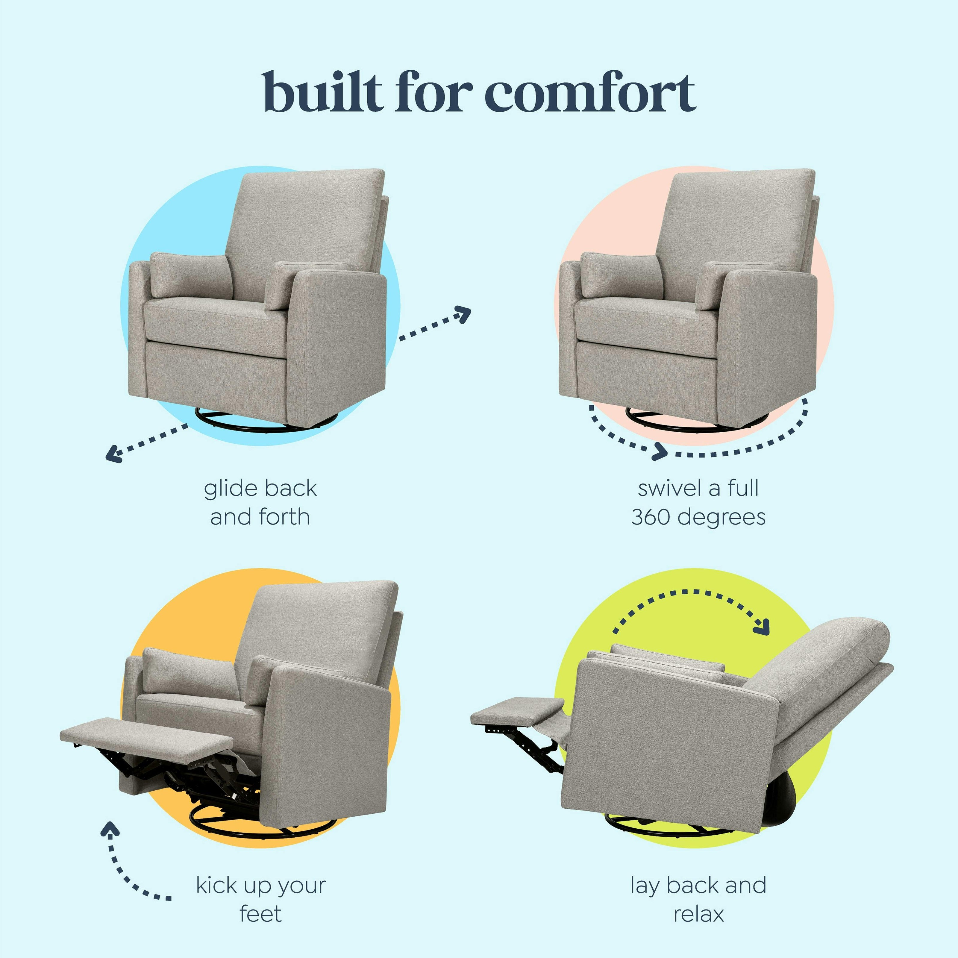 Carter's Ethan Recliner and Swivel Glider | Water Repellent & Stain Resistant fabric