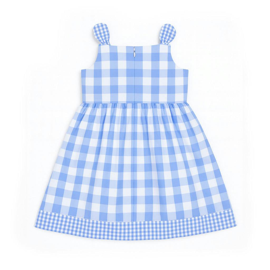 Gingham Dress With Flower Cherries