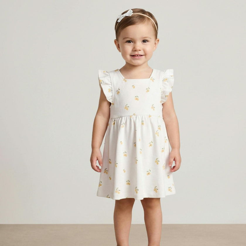 Organic Cutout Back Dress - Lemons