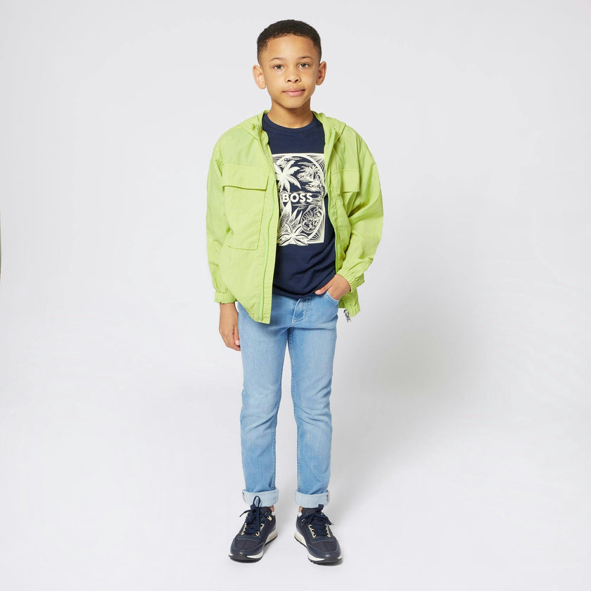 Lime Hooded Windbreaker