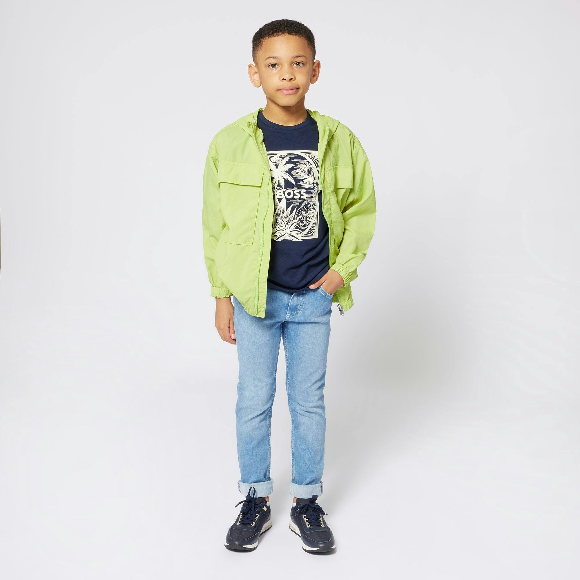 Lime Hooded Windbreaker