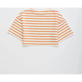 BIRDS STRIPED CROP TOP MANDARIN /WHITE