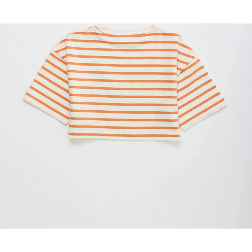 BIRDS STRIPED CROP TOP MANDARIN /WHITE