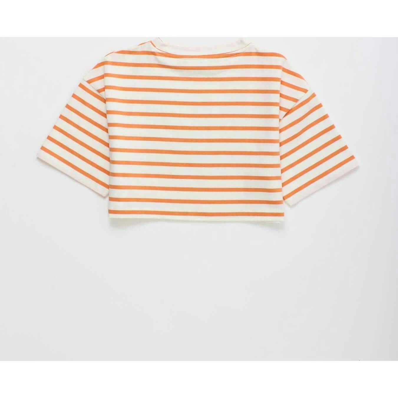 BIRDS STRIPED CROP TOP MANDARIN /WHITE