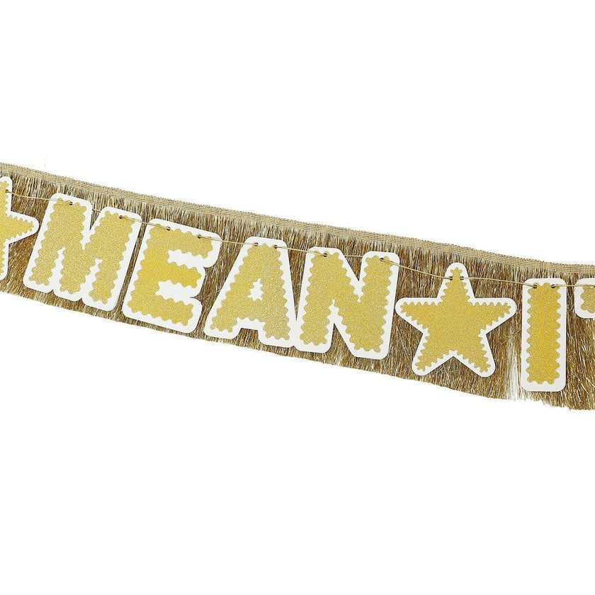 Customizable Gold Fringe Party Banner