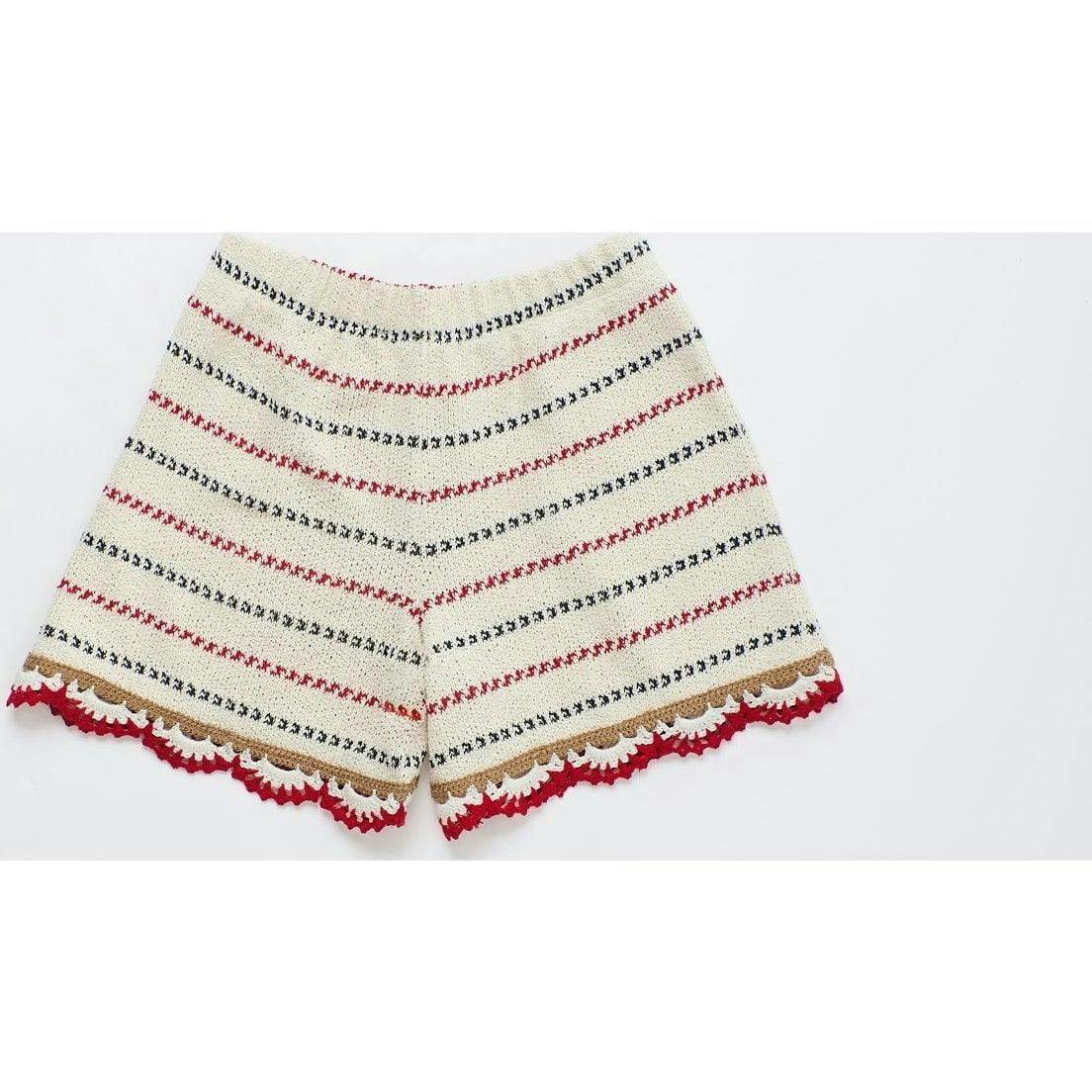 BARCOS KNIT SHORTS OFF WHITE / RED