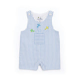Stripe Linen-Look Shortall With Airplanes
