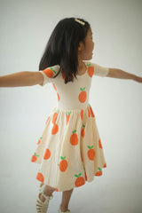 Short Sleeve Twirl Dress in Tangerines