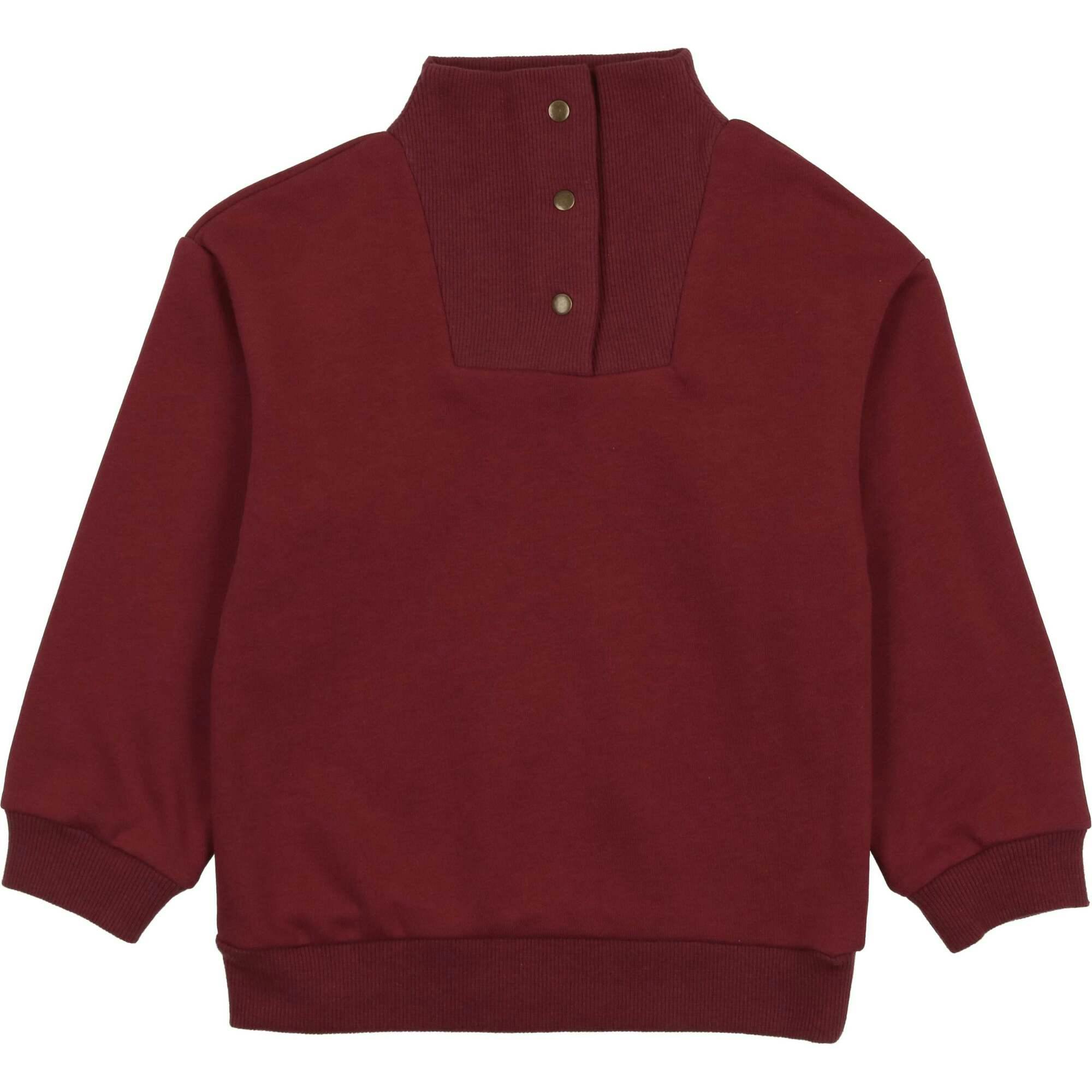 Kid Terry Mock Collat Snap Neck Long Sleeve Top