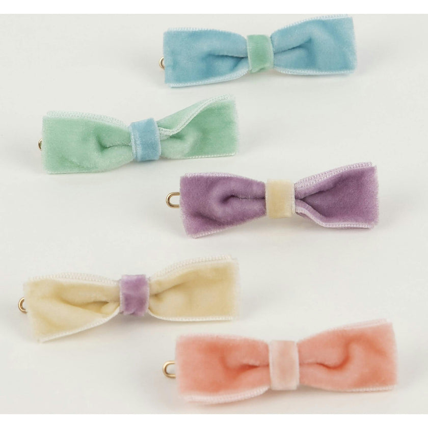 Pastel Velvet Mini Bow Clips