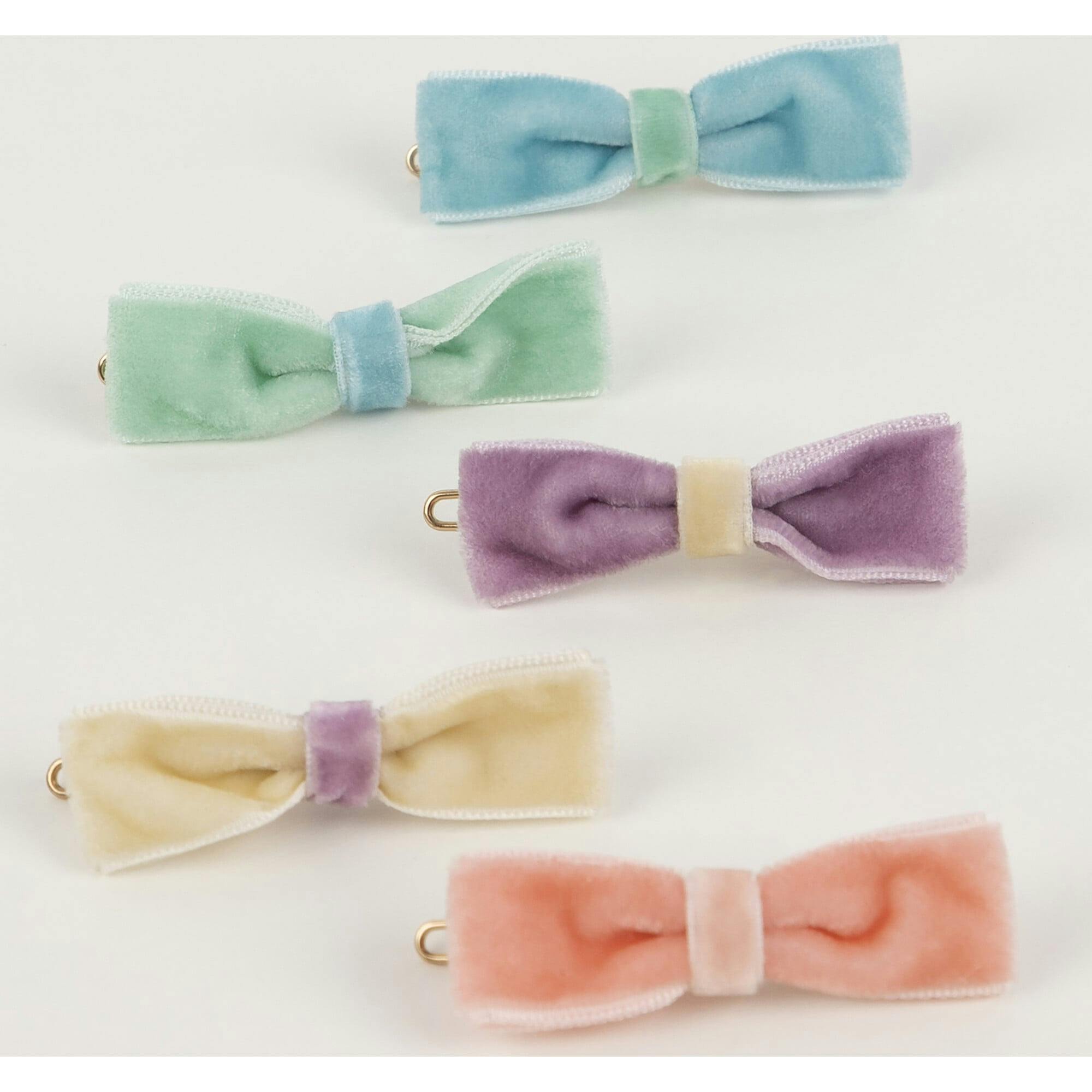 Pastel Velvet Mini Bow Clips