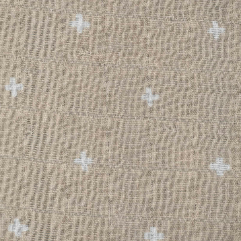 Cotton Muslin Crib Sheet - Taupe Cross