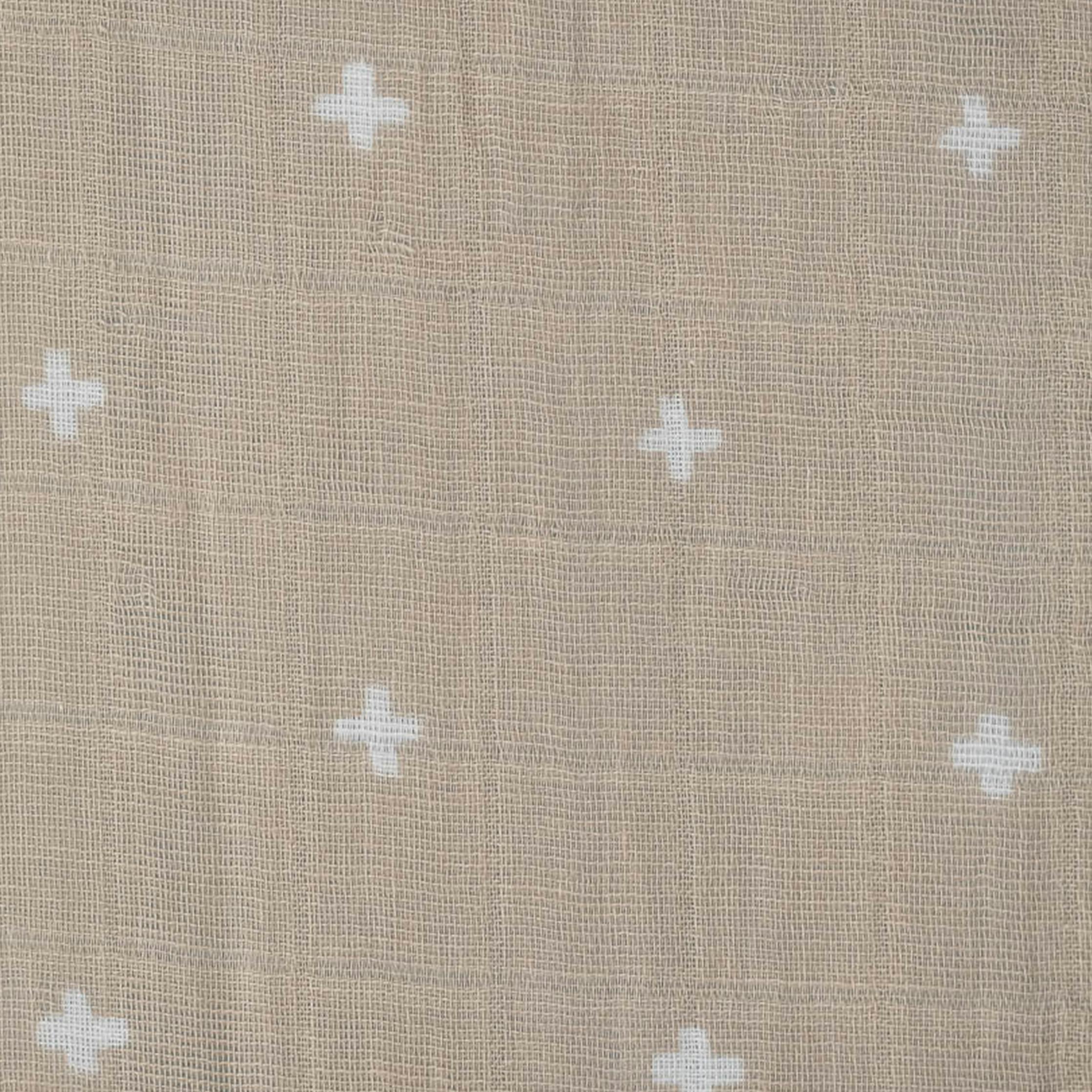 Cotton Muslin Crib Sheet - Taupe Cross