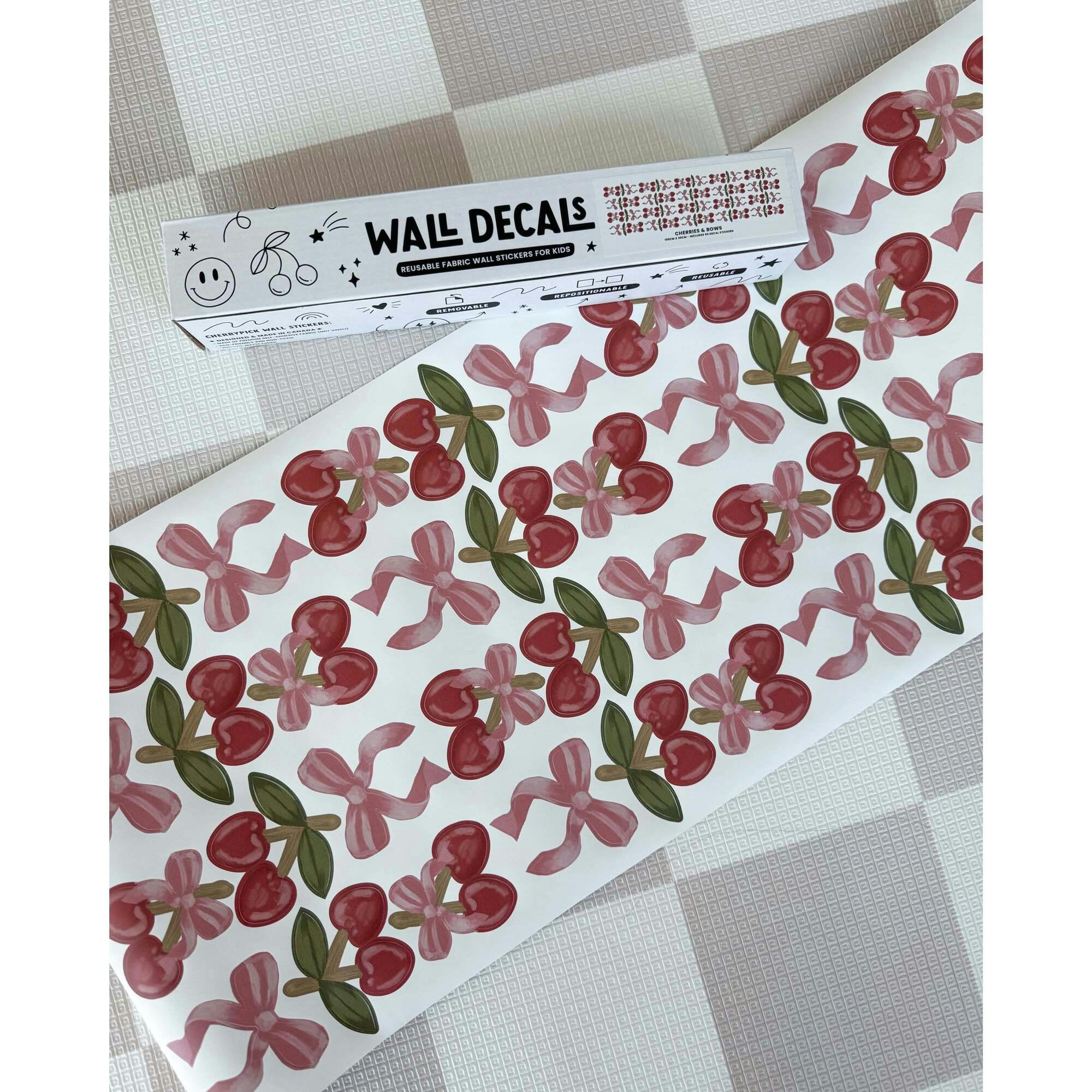 Peel & Stick Fabric Wall Stickers - Cherries & Bows