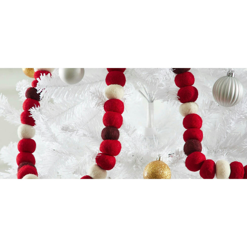 Enormous Christmas Garland and Bunting - XL Maroon, Red, and Cream Balls - 6'