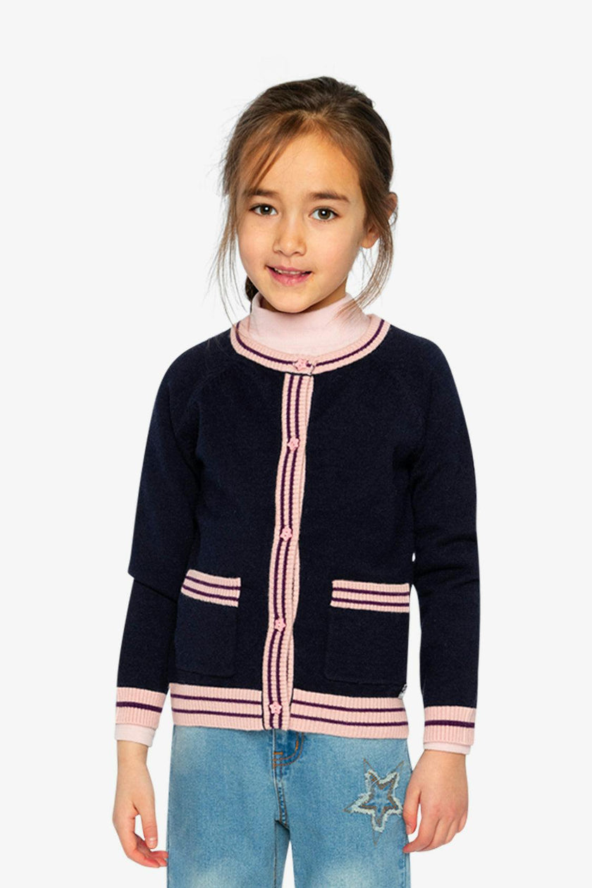 Knitted Cardigan Royal Blue And Pink