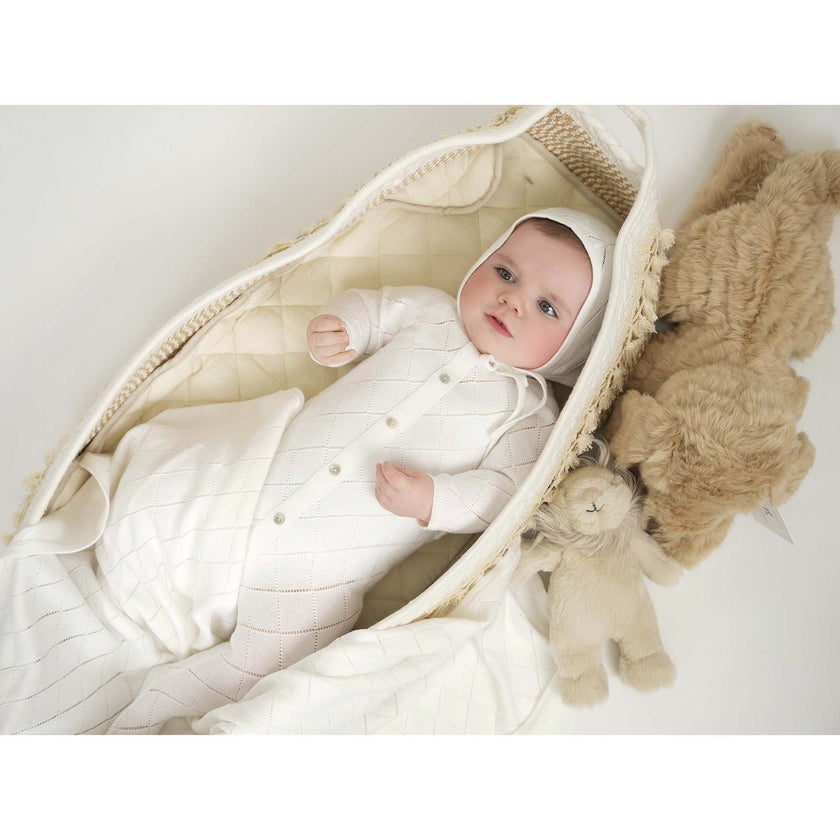 Diamond Pointelle Long Sleeve Footie, Brown