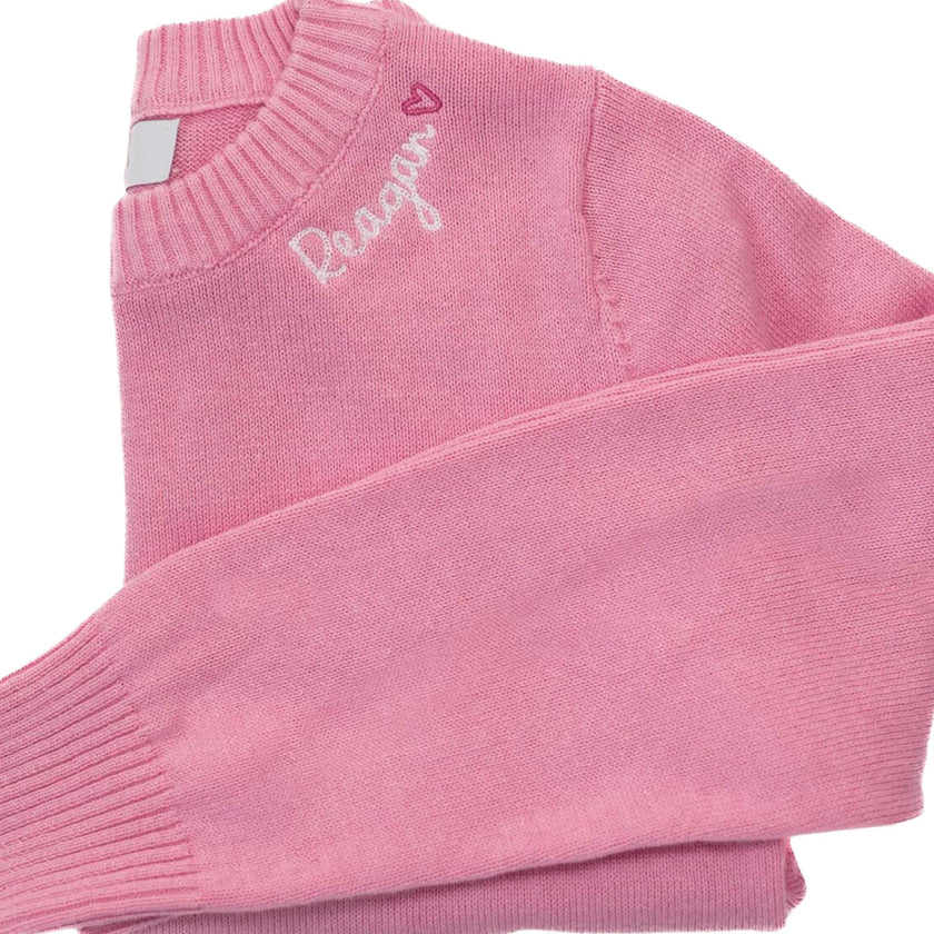 Personalized Embroidered Heart Crewneck Sweater
