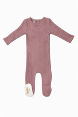 Ribbed Fine Cotton Footie Pale Purple