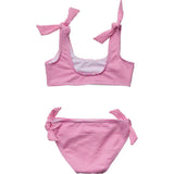 Raspberry Stripe Tie Crop Bikini
