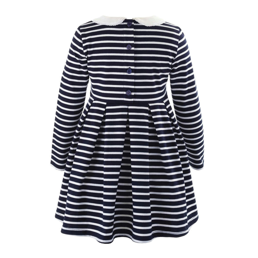 Long Sleeved Breton Striped Jersey Dress, Navy
