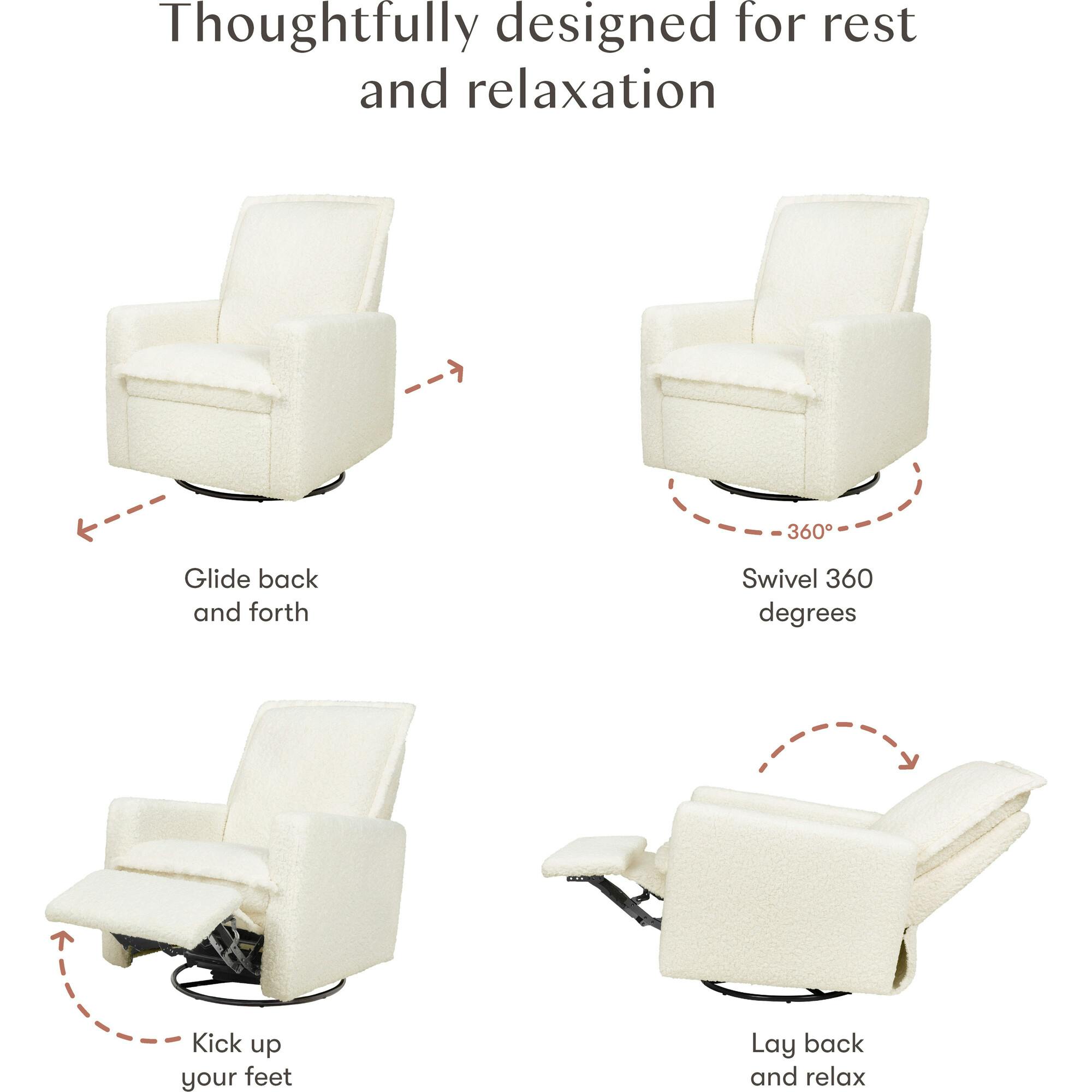 Cali Flange Gliding Swivel Recliner in Cream Shearling