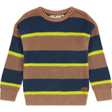 Rib Knit Striped Crew Neck Pull-Over Sweater