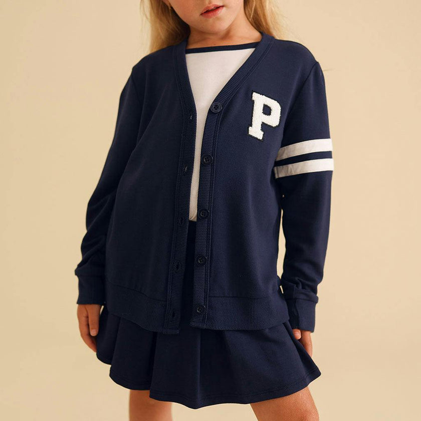 Varsity Navy French Terry Varsity Cardigan