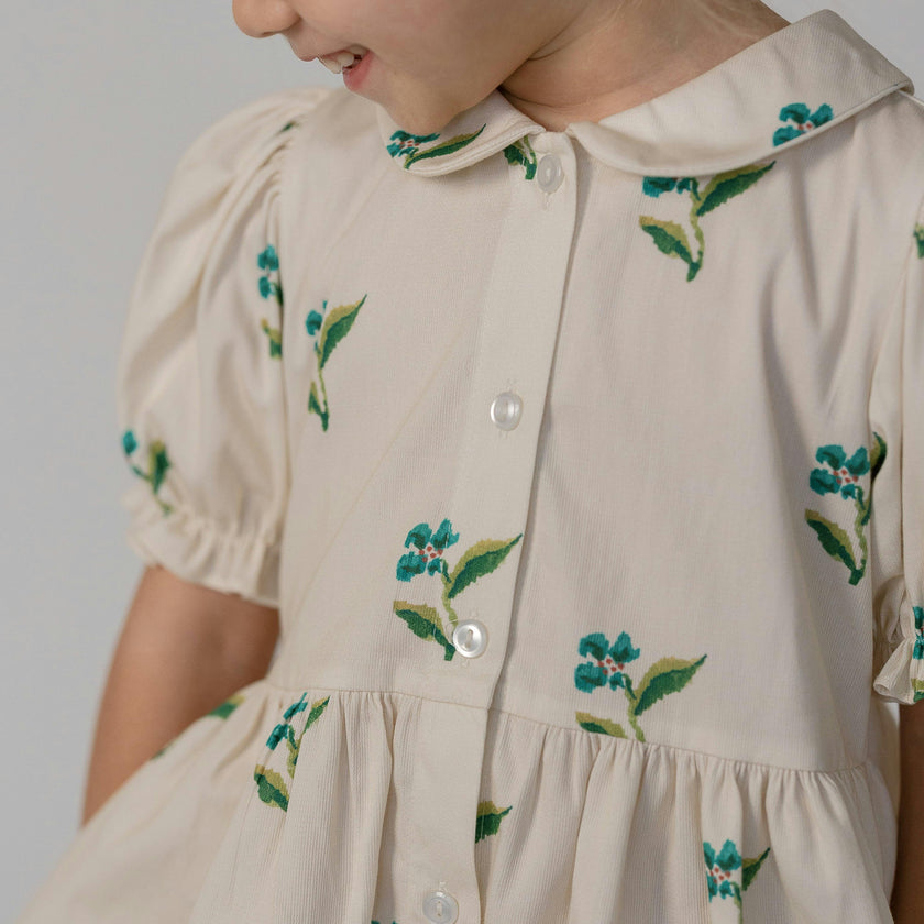 Charlotte Dress in Flame Stitch Floral