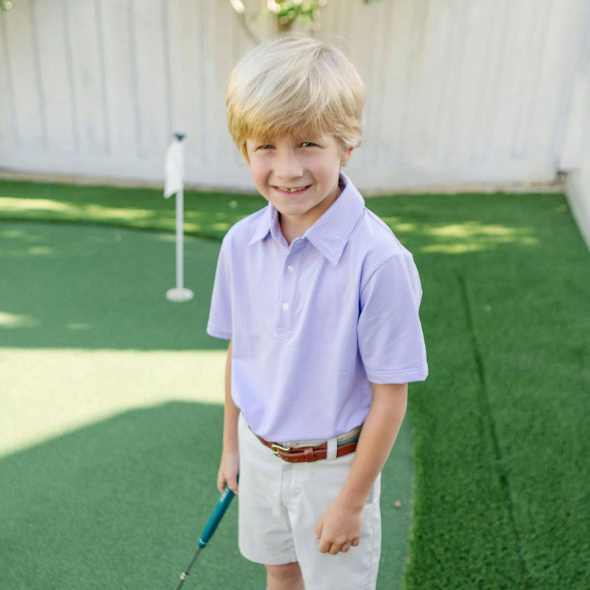 Will Boys' Performance Polo by LH Sport Purple Stripes