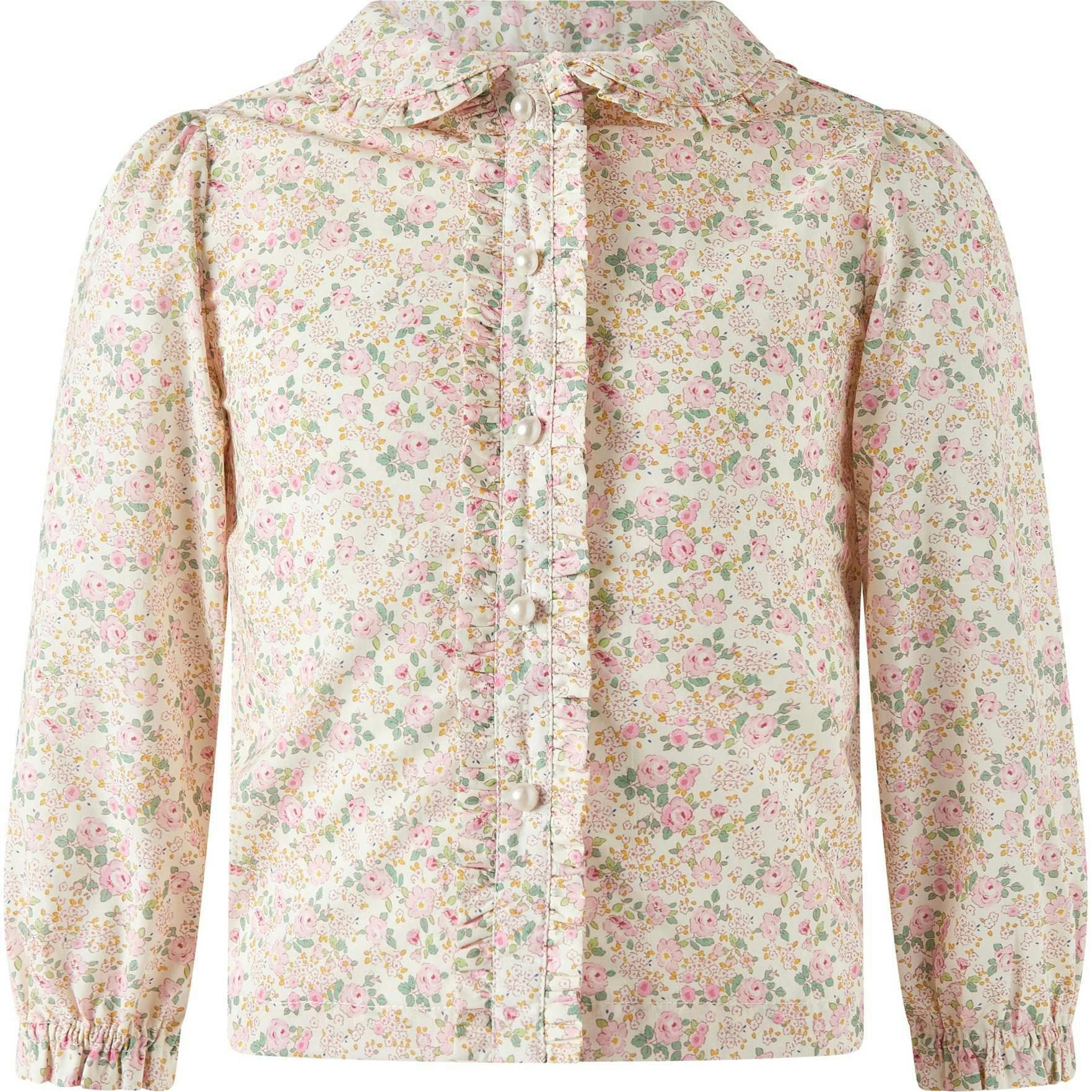 Floral Blouse Cord Pinafore Set