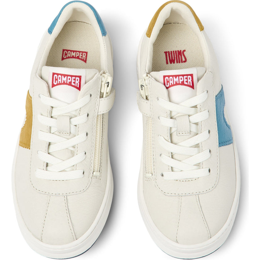 Runner Four Twins Zipped Lace Leather Nubuck Sneakers, White