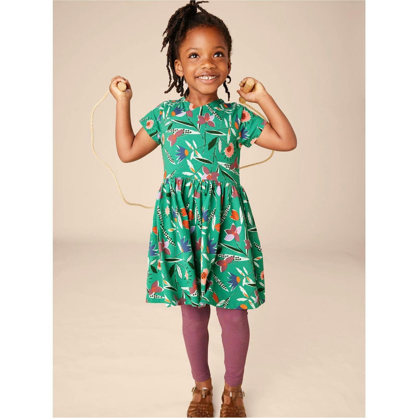Short Sleeve Wrap Neck Dress, Green