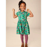 Short Sleeve Wrap Neck Dress, Green