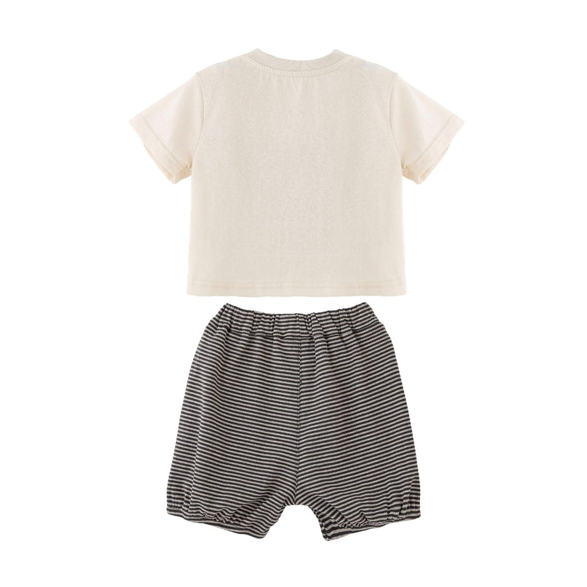 Beige Dog Stripe Set