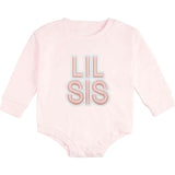 Lil Sis Embroidered Patch Long Sleeve Romper - Ballet
